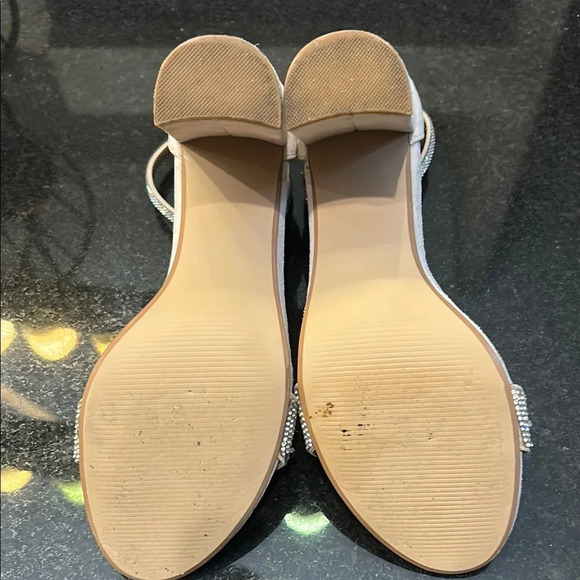 Steve Madden Cream High-Heeled Rhinestone Sandals - Picture 6 of 7